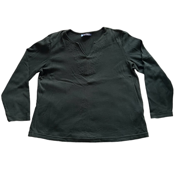 Penningtons 100% Cotton Notch Neck Long Sleeve Shirt with Embroidery Detail - Picture 1 of 4